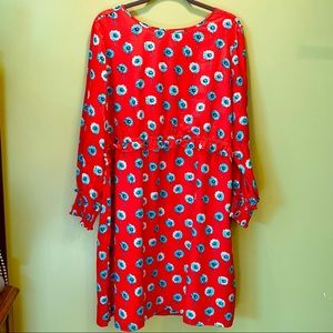 Jcrew red white and blue flower dress